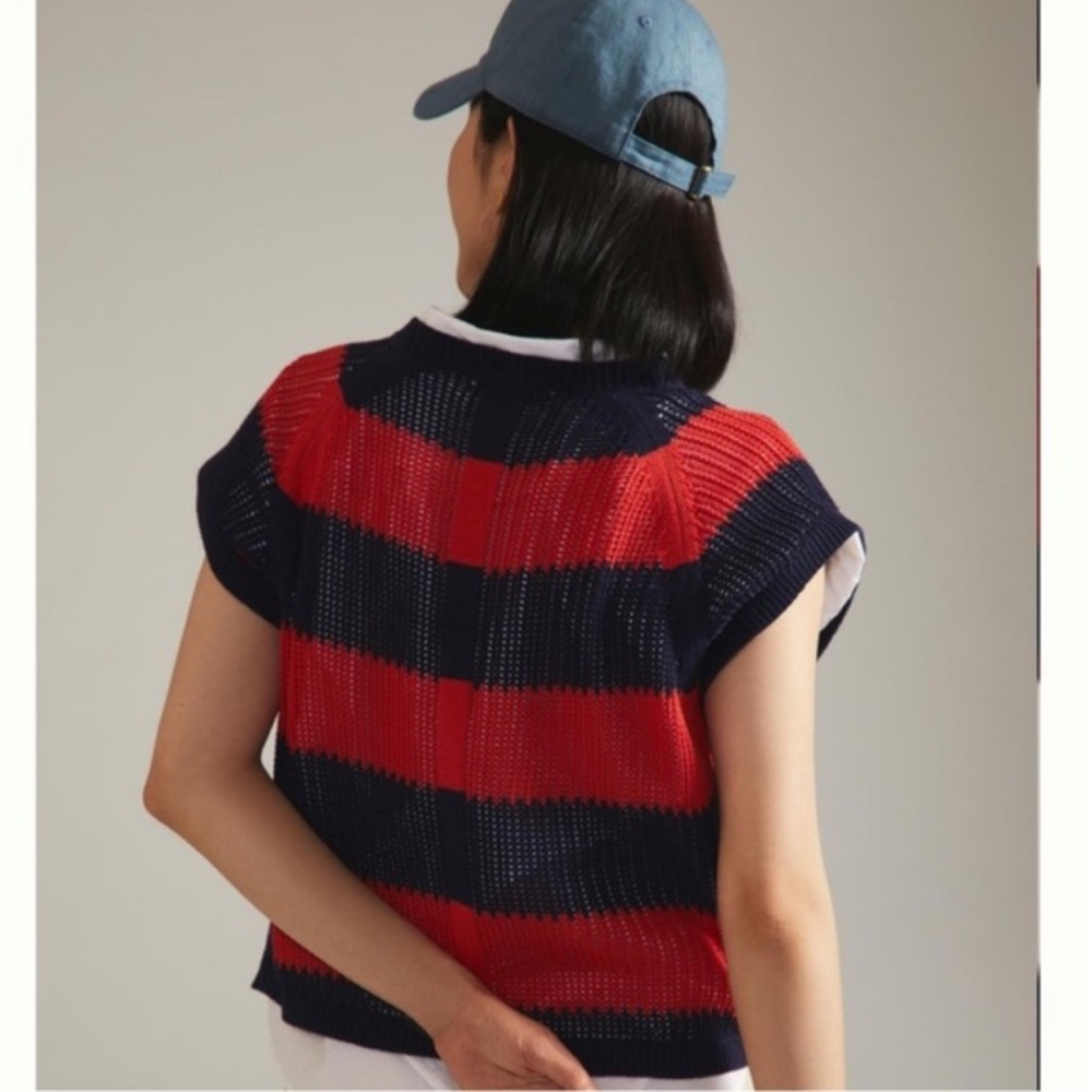 NWT Clare V. Red and blue knit top, M - Picture 4 of 12